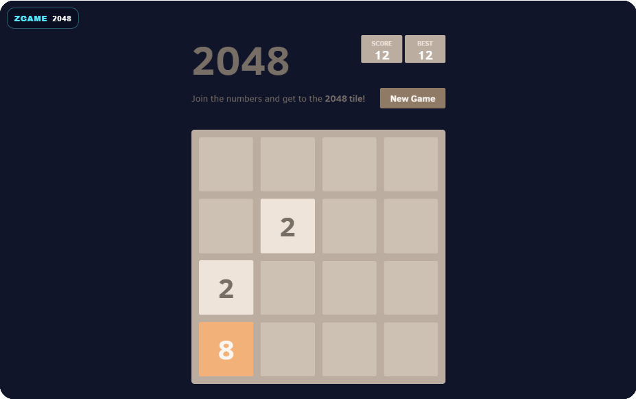 2048 browser game preview