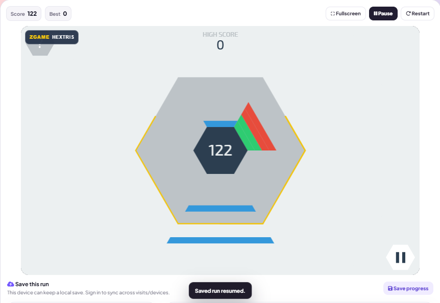 Hextris browser game preview