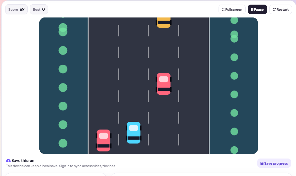 Road Dodge browser game preview