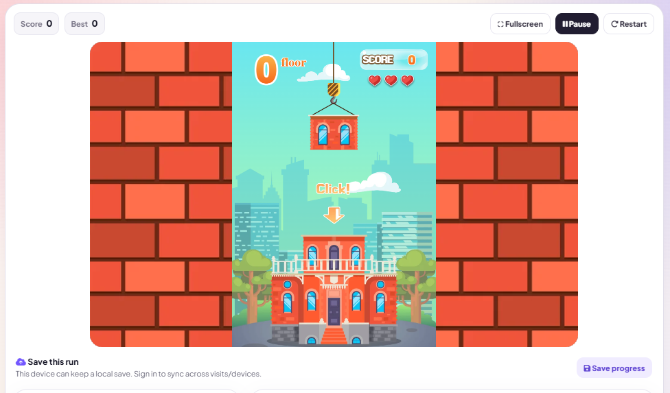 Tower Building browser game preview
